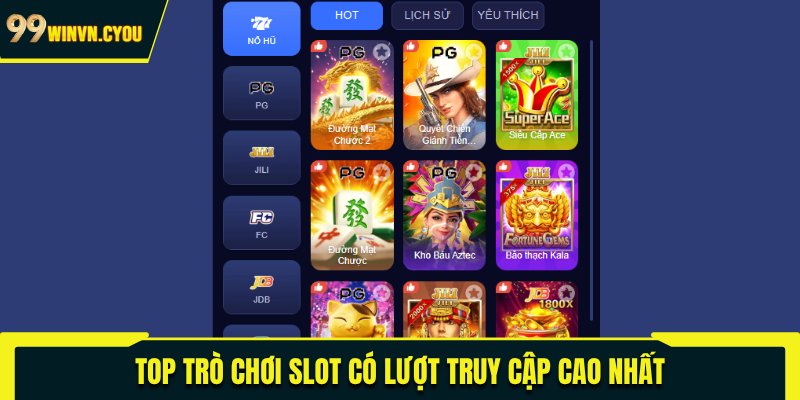 Top trò chơi slot có lượt truy cập cao nhất