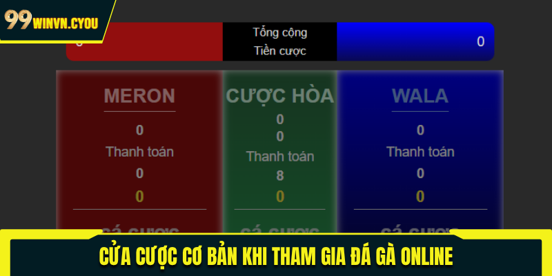 Cửa cược cơ bản khi tham gia đá gà online